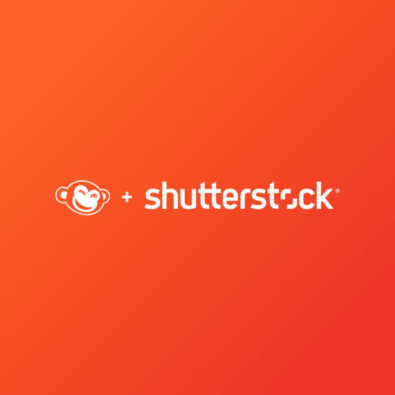 Orange background with PicMonkey and Shutterstock branding, announcing that PicMonkey has joined the Shutterstock family. 